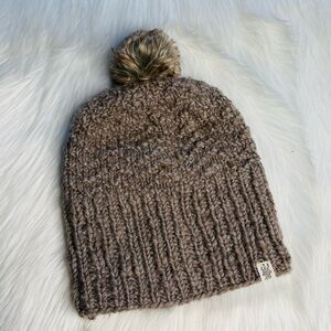 Nirvanna Designs Tan Wool Knit Pom Topper Hat